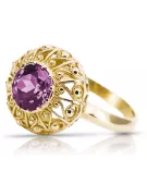 Or jaune 14 carats Améthyste Anneau Bijoux vintage vrc059y